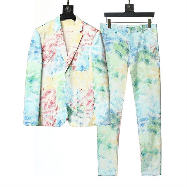 2024 Abiti da uomo Blazer Abiti occidentali firmati da uomo classici con stampa di lettere Blazer autunno capispalla di lusso cappotto slim fit lettera patchwork pantaloni da abito da donna