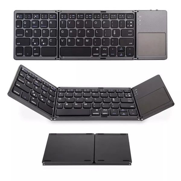 Sem fio bluetooth três teclado dobrável computador escritório ultra-fino teclado portátil suporte três sistemas b033