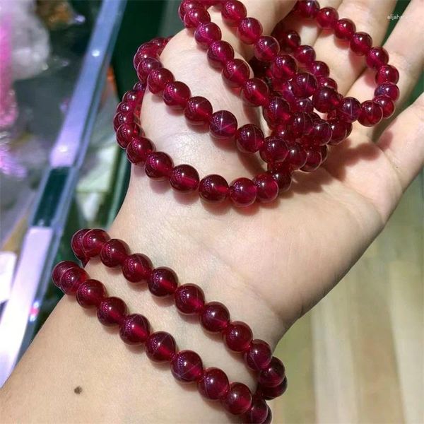 Link pulseiras natural vermelho corindo hexagrama corda encantos moda personalizado homens mulheres jóias de pedra preciosa amantes presente 1pcs
