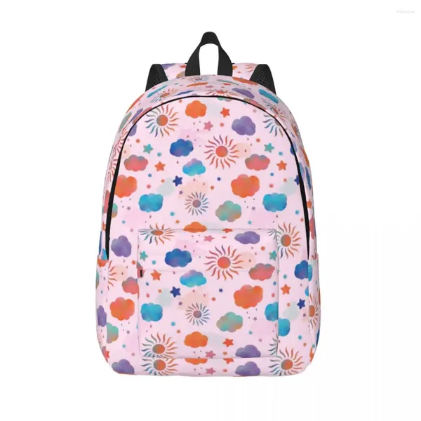 Mochila bonito nuvens padrão soleil festival rosa trekking mochilas unisex sacos de escola de alta qualidade engraçado mochila