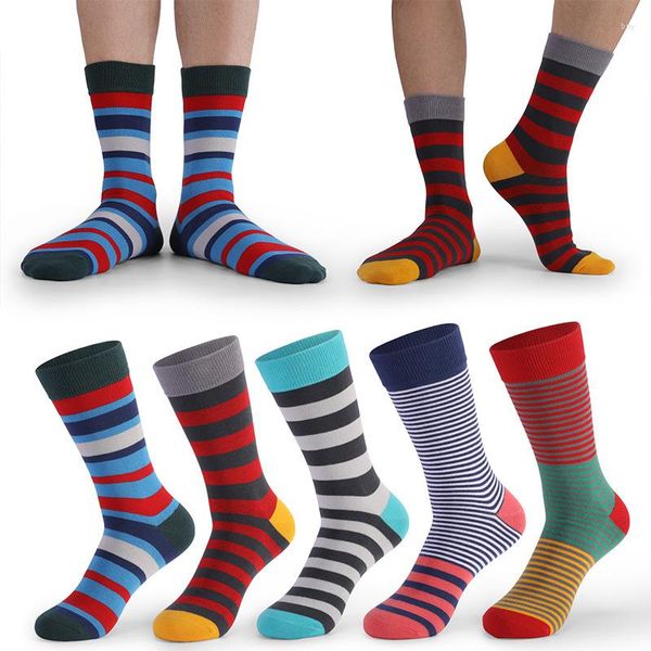 Herrensocken PEONFLY Herren lustig fröhlich feines Absatzmuster Argyle Farbe StripeTube geometrisch gekämmte Baumwolle