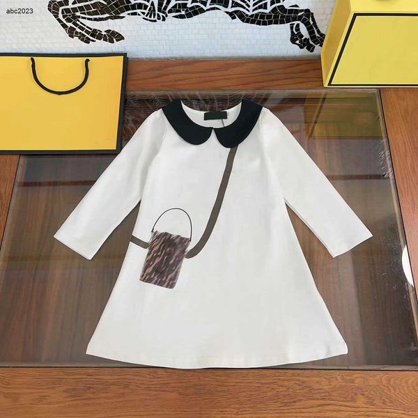 Классическое платье для девочек, сумка через плечо с узором и принтом, осеннее детское праздничное платье, размер 100-150, дизайнерская детская юбка, детское платье Nov10