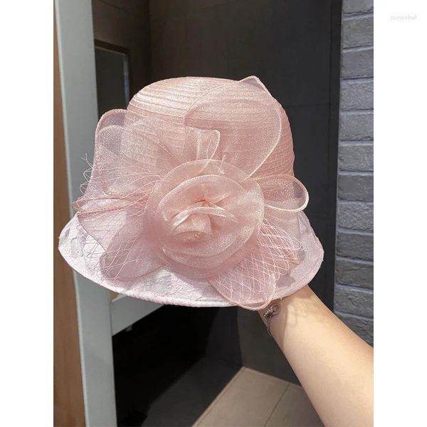 Breite Krempe Hüte Hut Weibliche Blume Fischer Sommer Französisch Englisch Mesh Top Display Gesicht Kleines Visier Mode Sonne