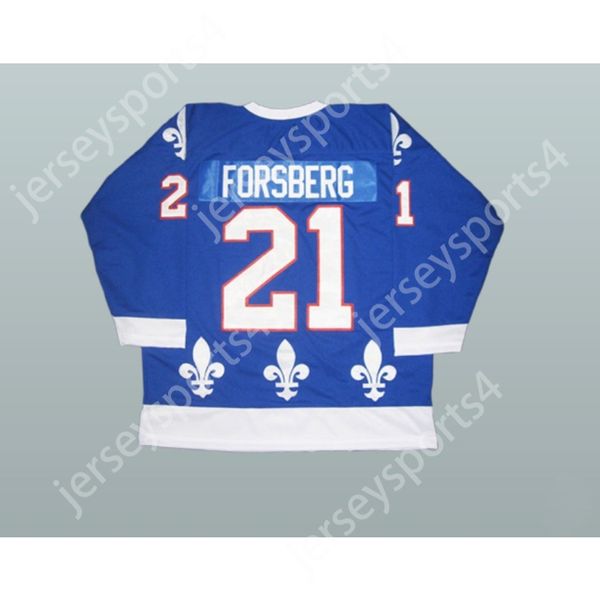 Personalizzata PETER FORSBERG WHA QUEBEC NORDIQUES HOCKEY JERSEY NUOVA cucitura superiore S-M-L-XL-XXL-3XL-4XL-5XL-6XL