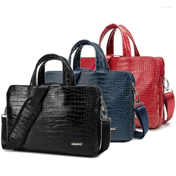 Портфели из натуральной кожи, мужские и женские сумки, 15,6-дюймовая сумка для ноутбука, деловой портфель, женские сумки-мессенджеры с крокодиловым узором, портативные сумки на плечо