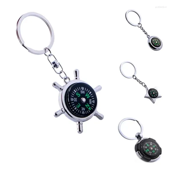 Брелки для ключей с рулем и компасом, многофункциональный брелок для ключей, мужской брелок для ключей, брелок для ключей со штурвалом, сплав, универсальный металл
