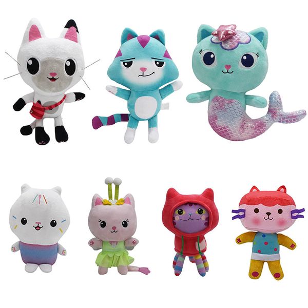 Dolls de pelúcia Gabbys Dollhouse Pandy Paws Toy Cat Gato macio de pelúcia Cat Christma presente Mercat Dolls Gabbys Dollouse Toys for Children 230413