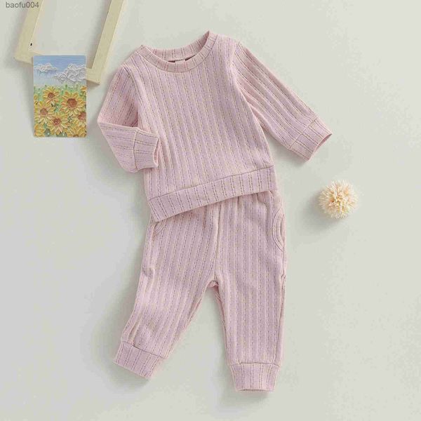 Kleidungssets Weiche Baumwolle Baby Jungen Mädchen Kleidung Set Kinder Herbst Outfit Niedlich Einfarbig Langarm Hosen Set für Neugeborene