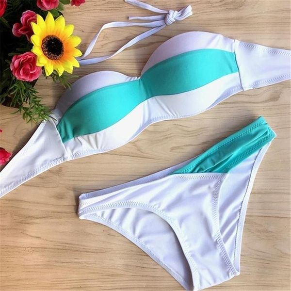 Costume da bagno bikini a due pezzi da donna 2023 Costume da bagno sexy da donna Costume da bagno push up femminile a righe blu bianco