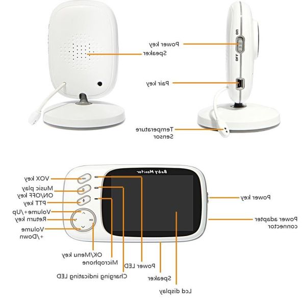 Baby monitor a colori video wireless FreeShipping con LCD da 32 pollici Audio bidirezionale Visione notturna Telecamera di sicurezza di sorveglianza Babysitter Roel