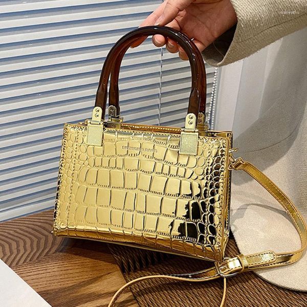 Borse da sera Borse in pelle verniciata da donna 2023 Borsa quadrata piccola Stone Woman Shoulder Fashion Party Crossbody Female