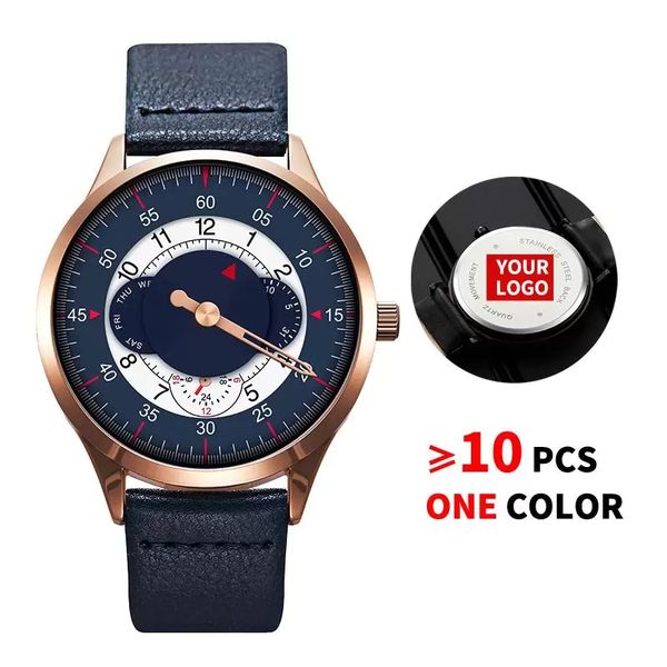 2023 10 unids/lote SINOBI 9815, reloj con logotipo personalizado gratuito, reloj creativo para hombre, reloj de pulsera de cuarzo de cuero militar, relojes personalizados, regalo