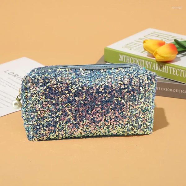 Kosmetiktaschen Damen Pailletten Make-up Tasche Mode Mädchen Glitzer Handtasche Reise Aufbewahrung Reißverschluss