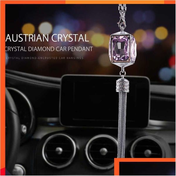 Andere Innenaccessoires Kristallauto-Anhänger Mobiler Rückspiegel Rosa hängende Ornamente Diamant-Innenaccessoires für Drop Del Dhfye