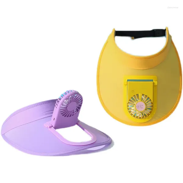 Ampla borda chapéus sol viseiras chapéu com ventilador para mulheres meninas bonés de beisebol três mediação de engrenagem e proteção de grande área