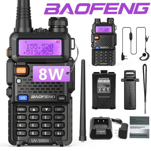 Рация Baofeng UV-5R 8 Вт, настоящая высокая мощность, 8 Вт, мощная рация с длинным звонком, двухдиапазонная двухсторонняя радиосвязь, портативная портативная радиостанция UV5R для охоты 231113