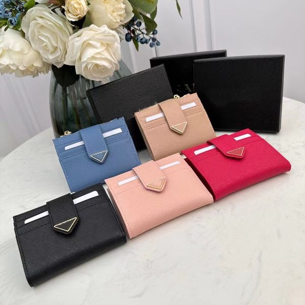 Kurze Geldbörse Designer Kartenhalter Geldbörse Frau Herren Geldbörsen Geldbörsen Reißverschlusstasche Echtes Rindsleder Clutch Taschen Dreieck