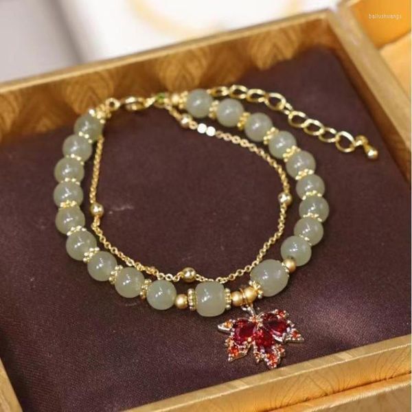 Strand Genshin Impact Kaedehara Kazuha Bracelet Женские драгоценные камни Light Luxury Personally Gifts для подруги фанатам два-перекрытие