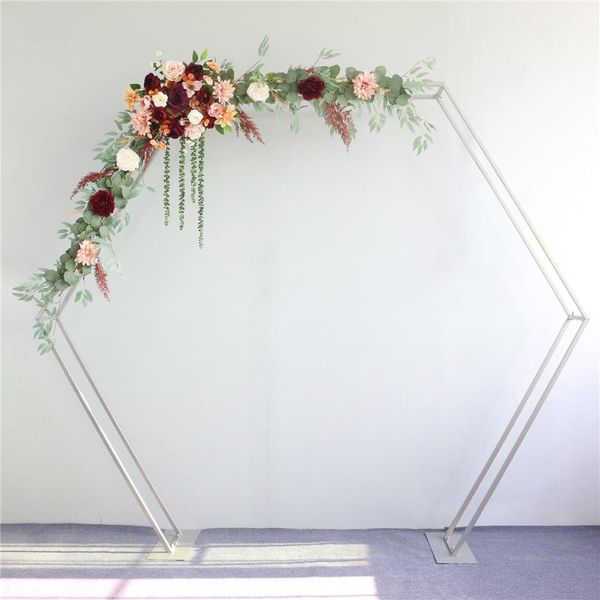 Decorazione per feste FLONE Arco esagonale per matrimonio Supporto in ferro Sfondo Fiore Palloncino Porta Decorazione di compleanno