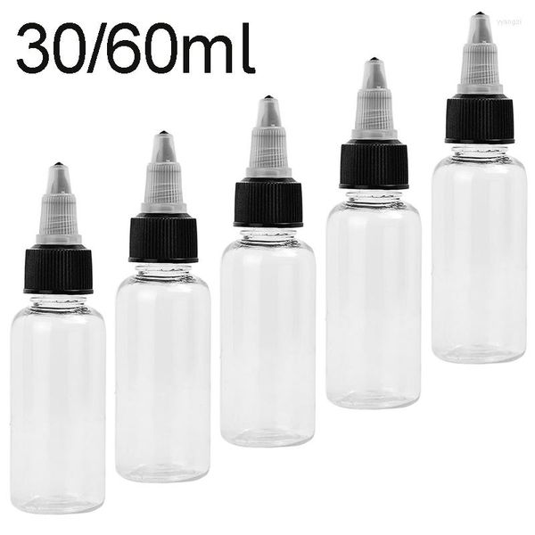 Vorratsflaschen 5 teile/los PET Kunststoff Nachfüllbare Flasche Öl Flüssigkeit Tropfkappe Tattoo Pigment Tintenbehälter Leer Transparent