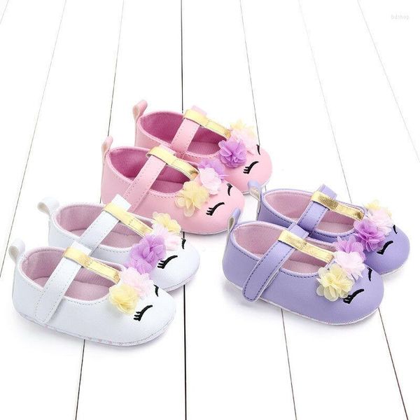 Scarpe First Walkers 0-18M Born Rosa Bianco Viola Neonata Occhio Ricamo Stampa Scarpa antiscivolo per bambino con suola morbida