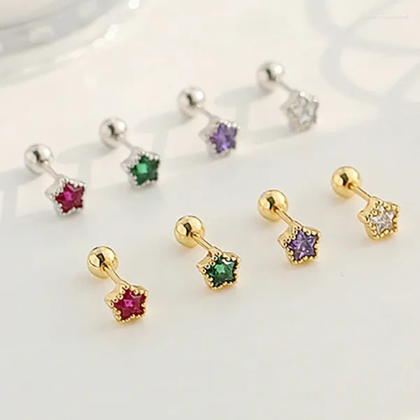 Brincos coloridos mini estrela plana orelha piercing lóbulo para mulheres multicolorido cz cartilagem tragus rook joias corporais kae245