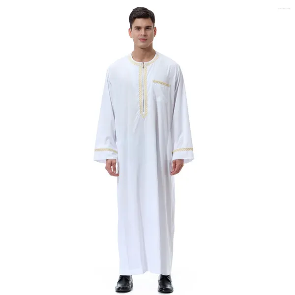 Ethnische Kleidung Männer Abaya Eid Mubarak Kaftan Dubai Türkei Muslim Thobe Islamische Qamis Männer Gebetshemd Kameez Naher Osten Robe