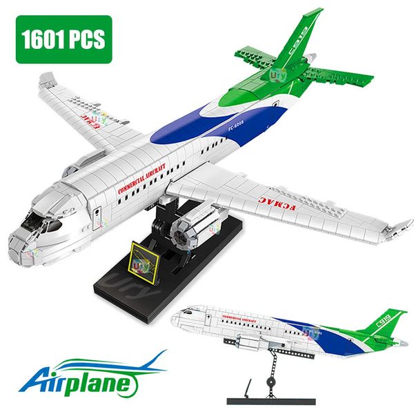 Diecast modelo 1601pcs cidade série avião de passageiros avião de luxo conjuntos de ônibus blocos de construção mesa decoração brinquedos para meninos presentes 231110