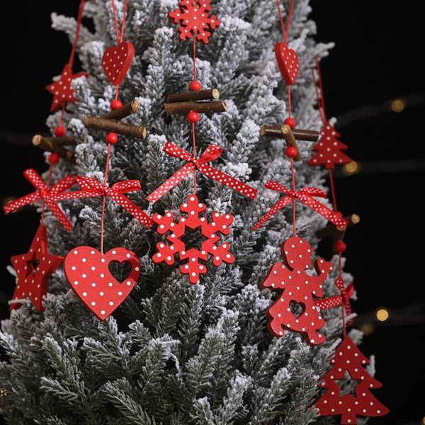 Noel dekorasyonları 19cm aşk noktaları yay melek ahşap kolyeler yaratıcı ağaç süsleri çocuklar için yıl hediyeleri