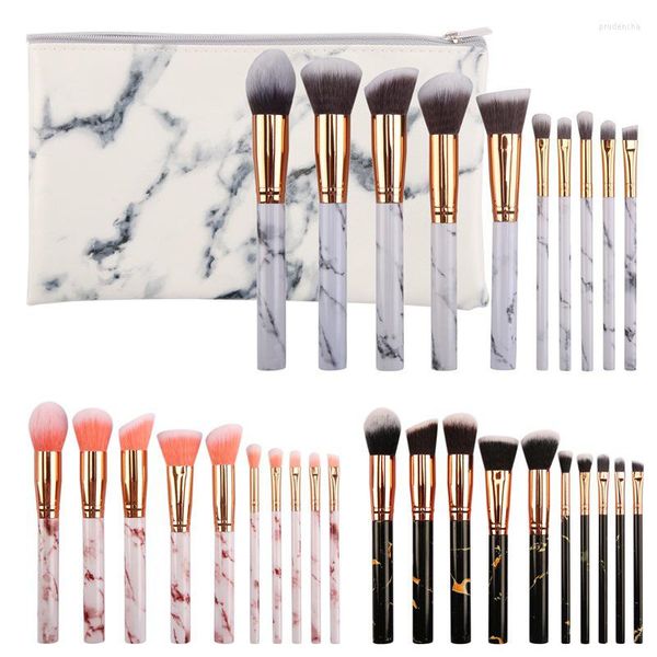 Pennelli per trucco 10 pezzi Set di strumenti per modelli in marmo Cosmetico in polvere Ombretto Fondotinta Blush Miscelazione Pennello per trucco di bellezza Maquiagem