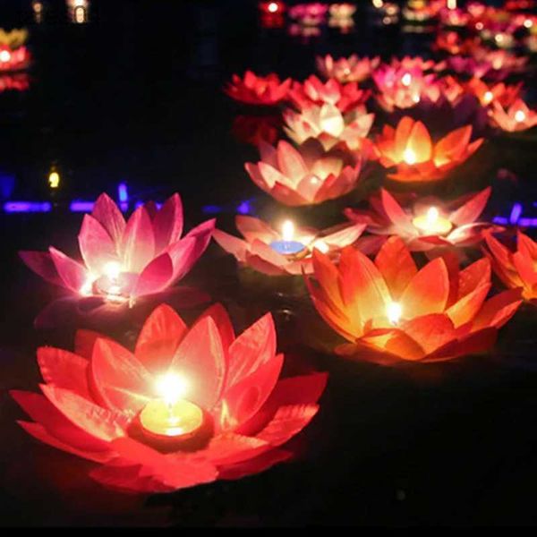 Aromatherapie 10 stücke Romantische Lotus Lampen ing Wasser Schwimmende Kerze Licht geburtstag Hochzeit Party Dekoration Kostenloser Versand. Geburtstag YQ231113