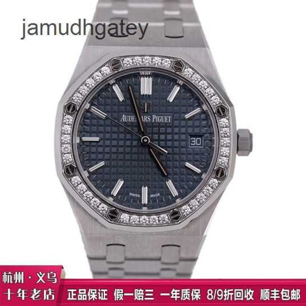 Ap Swiss Luxury Watch Relógio feminino Royal Oak 77351st Precisão Aço Diamantes Azul Cinza Mostrador Máquinas Automáticas Relógios Famosos Suíços Relógios Itens de Luxo Diame W3mt