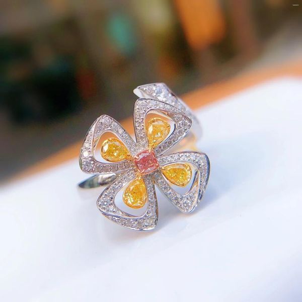 Küme Yüzükleri Diwenfu 925 STERLING Gümüş Sarı Topaz Takı Yüzüğü Kadınlar için CN (Origin) Alyans Bohemya Nişan