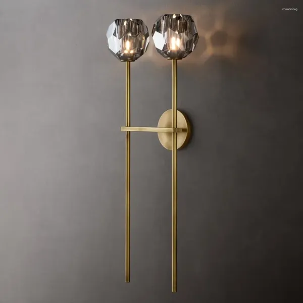 Wandleuchte Postmodern Luxus Kupfer Licht Restaurant Schlafzimmer Nachttisch Flur Spiegelfront Hochwertiger Kristall