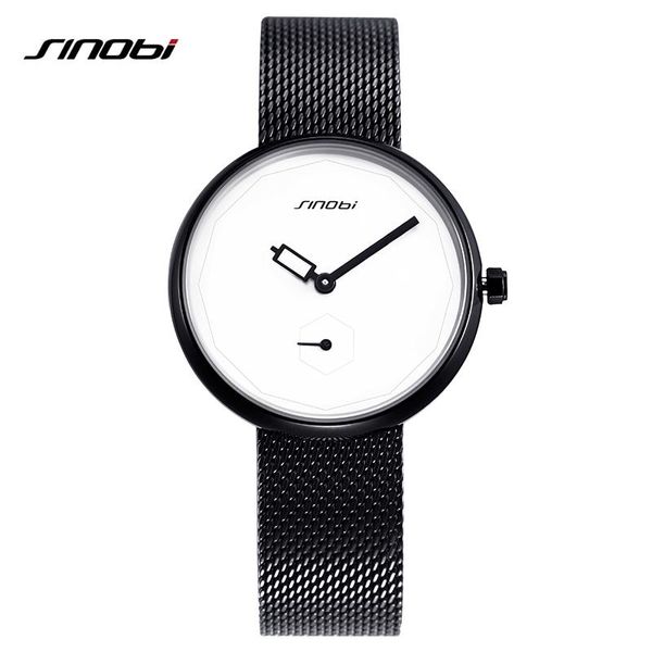 2023 SINOBI Relógios Femininos Sliver Marca Top Moda Criativo Mostrador Feminino Quartzo Relógio Relógio Reloj Mujer Mesh Hour