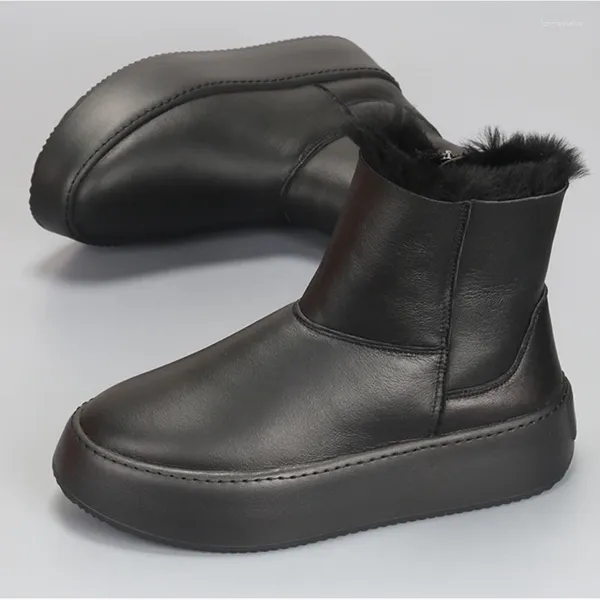 Stiefel Nordost-Winter Einfaches Schaffell in einem dicken Sohlen-Schnee-Herren-Freizeit-Alles-Hoch-Hilfe-Verdickung, um warm zu bleiben