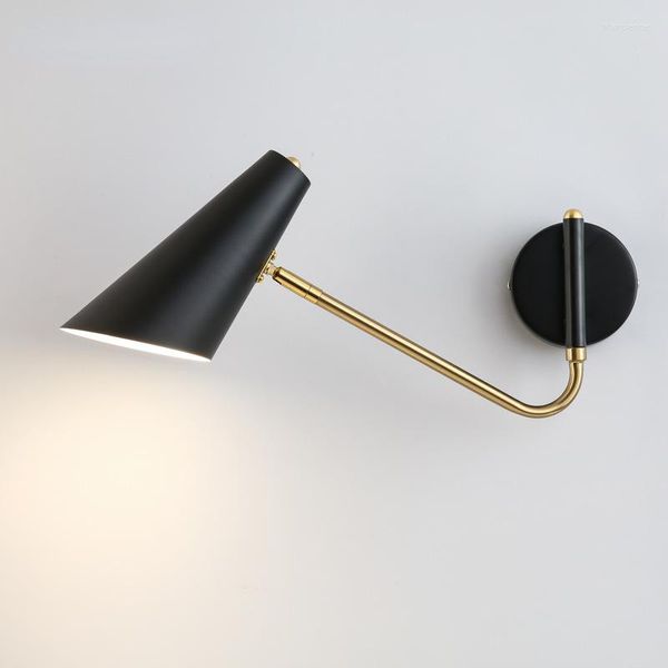 Lampada da parete Nordic Girevole Comodino Luci di lettura creative Fexible Black Gold Industrial regolabile con lampade a interruttore