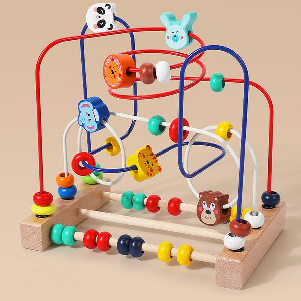 Lernspielzeug Baby Montessori Frühe Pädagogische Mathematik Holzkreise Perlendraht Labyrinth Abakus Puzzle Für Kinder Jungen Mädchen Geschenk 230412