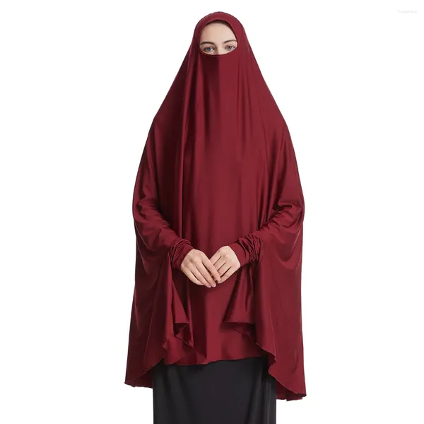 Ethnische Kleidung, muslimische Frauen, einfarbig, lange Ärmel, Kapuze, Bedeckung, Gesicht, Abaya, Hijab, arabische Dame, bescheidenes Gebet, Ramadan, Eid, Kleidung, Maxikleid