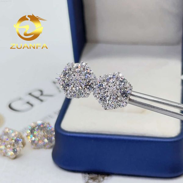 Glänzende Ohrringe für Damen bestehen Diamanttest, Schneeflocken-Design, Moissanit-Eis-Out