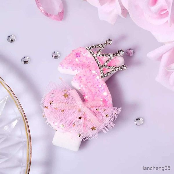 Mumlar Pembe Glitter Crown Doğum Günü Mum Kek Dekorasyonu Dumansız Lady Düğün Cupcake Numarası Topper Pişirme Malzemeleri