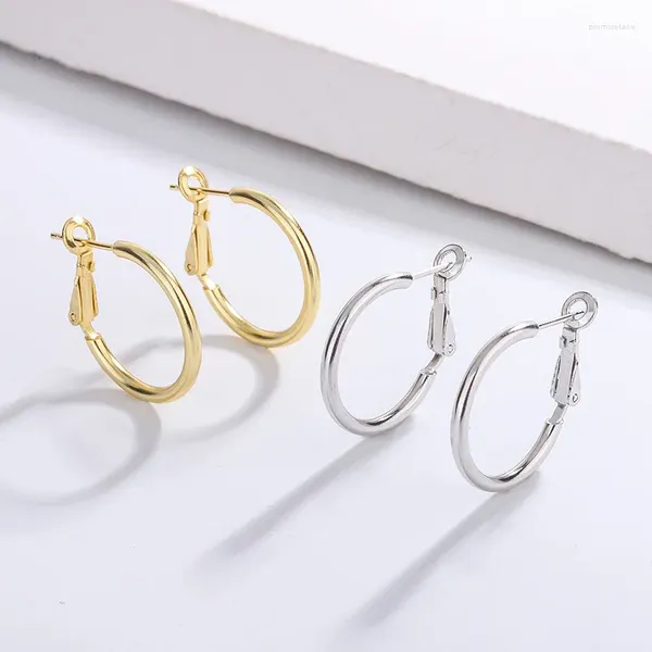 Серьги-гвоздики из стерлингового серебра S925, простое кольцо для женщин, европейский и американский крутой стиль, круглый с простым
