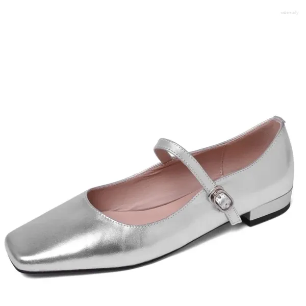 Модельные туфли из натуральной кожи с квадратным носком на низком каблуке, брендовые простые стильные модные однотонные женские туфли-лодочки с ремешком и мелкой пряжкой L52