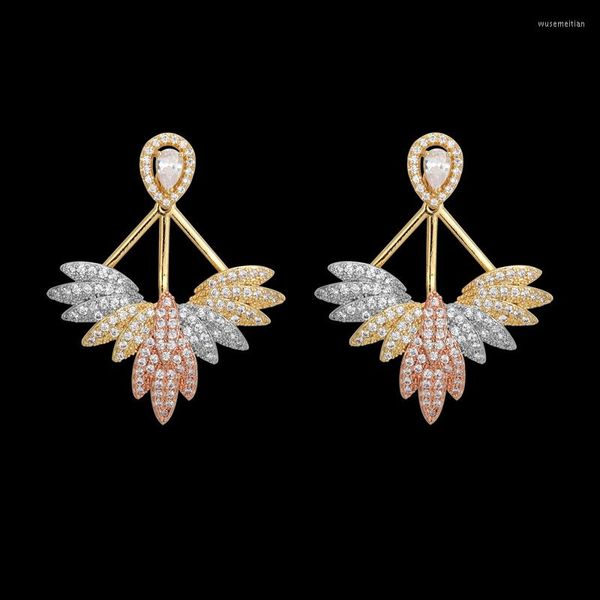 Orecchini a bottone Lanyika Promozione di gioielli di moda Luxury Angel Wing Bird Feather Micro Pave per regalo di nozze