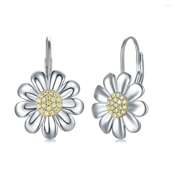 Orecchini a bottone in argento sterling 925 con margherita di girasole con gioielli in zirconi, regali di compleanno di Natale per donne, ragazze, amici, famiglia