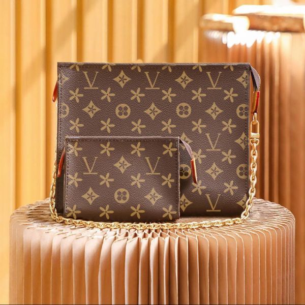 Kadın M46037 Tuvalet Kitleri Poche Toilette debriyaj Çantası Lüks Loisis Wash Tepe Erkekler Deri El Çantası Tasarımcısı Çalışma Omuz Crossbody Behastik Kozmetik Çantalar