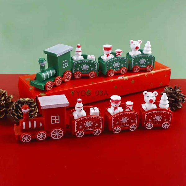 Decorazioni natalizie Treno di Natale Ornamento Colore brillante Artigianato Regalo per bambini Decorazione di torta di plastica da forno Tavolo giocattolo di Natale per pasticceria YQ231113