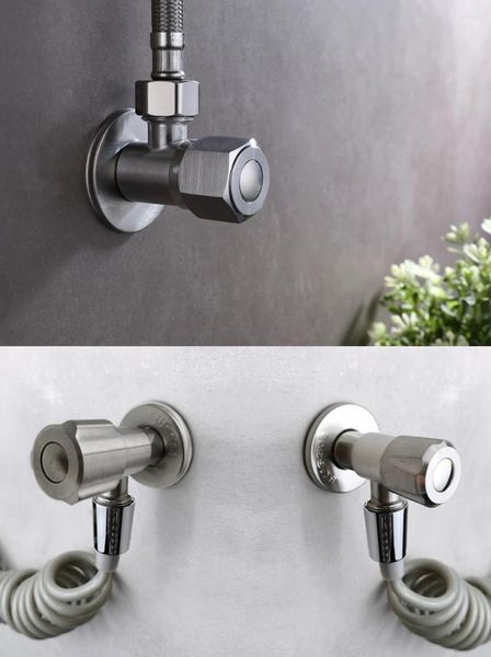 Banyo Lavabo muslukları 304 Paslanmaz Çelik Mabrushed Metal Açılı Valf G1/2 Su Isıtıcı Tuvalet Giriş Tıpası