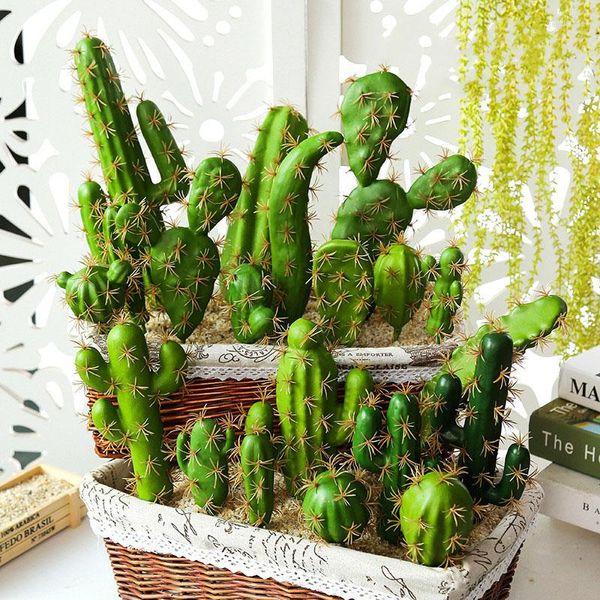 Flores decorativas 2023 Deserto tropical Cacto de planta verde simulado Cacto criativo DIY Decoração para cenário suculento em casa Paisagem