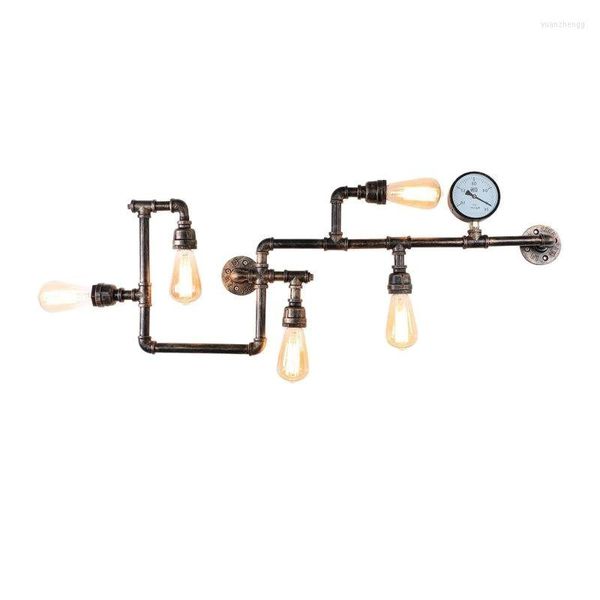 Lampade da parete Industrial Water Pipe Light Vintage Metal Loft Sconce E27 5 Head For Living Room Ristorante Lampada Illuminazione interna